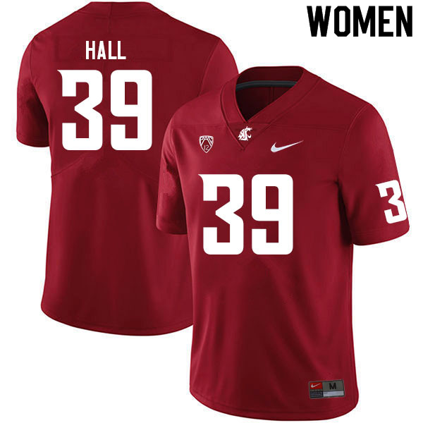 Women #39 Jaedon Hall Washington State Cougars College Football Jerseys Sale-Crimson